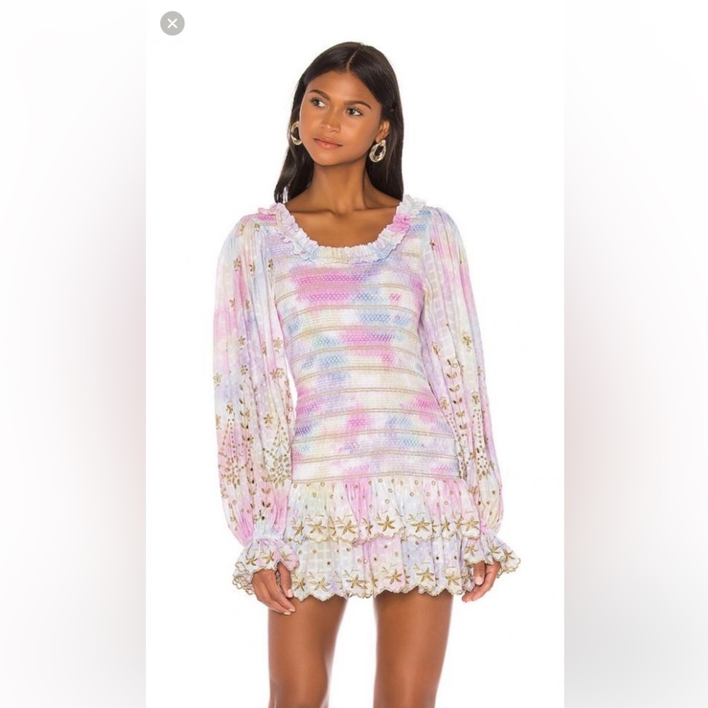 LoveShackFancy Celia Flora Embroidered Lace Eyelet Dress